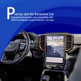 2Pack 2024 Ford Ranger Raptor Screen Protector for Ford Ranger 2024 Accessories 12Inch TouchScreen Clear Display Protector Film infotainment screen protector Tempered Glass Ranger Lariat/Raptor 12''