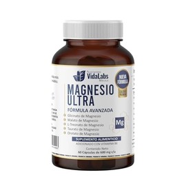 Magnesio Ultra Nutrientes VidaLabs 60 Capsulas, 5 Tipos de Magnesio y Vitamina B6 Premium                                                             