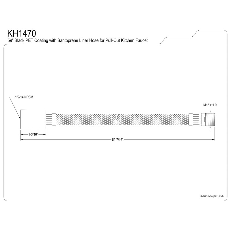 Kingston Brass KH1470 59-Inch Braided Hose for Pull-Out Kitchen Faucet,