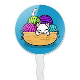 GRAPHICS & MORE Cat in Yarn Basket Cupcake Picks Toppers Decoration Set of 6