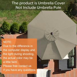 EliteShade USA 9FT Patio Umbrella Replacement Covers 8 Ribs Market Umbrella Canopy Cover (CANOPY ONLY) (Khaki)