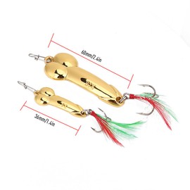 2 Pieces Fishing Bait Metal Fishing Lure Set, Hard Fishing Lure with Spring Hook, Fishing Tackle Accessories, Gold Silver (5 g Golden + 20 g Golden)