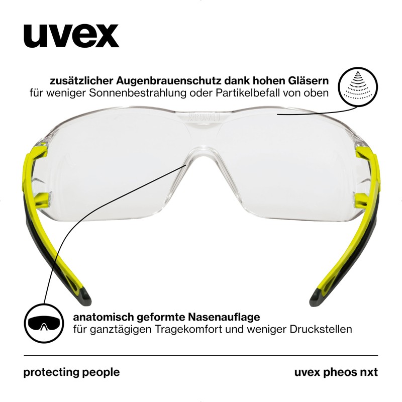 Uvex pheos nxt - premium safety glasses - anti-fog interior,