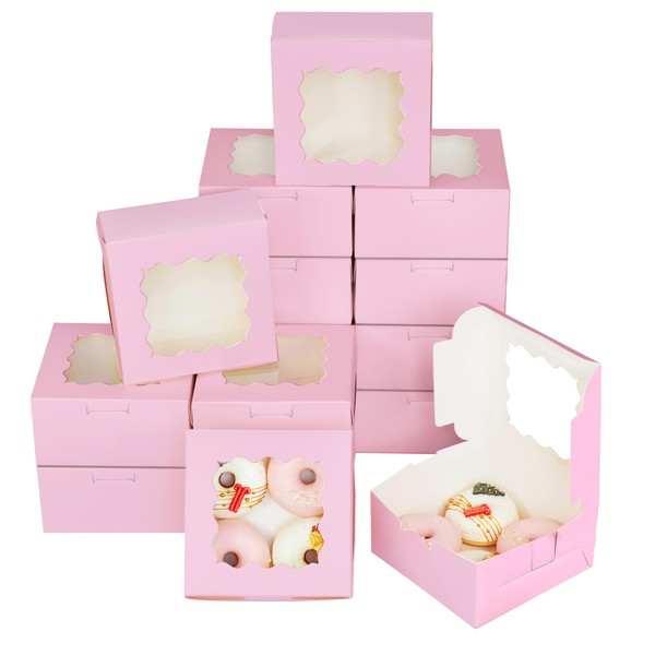 Bakepacker 60pcs Lavender Bakery Boxes with Window 6x6x3 inches Thick