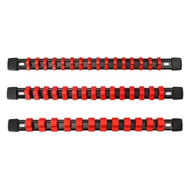 Hsthe Sea 3pcs Socket Organizer Set - Metric SAE Tool Storage Holder with Clips Rail, Spring Loaded Ball Bearings for Secure Holding - Portable Socket Retention for Home Workshop