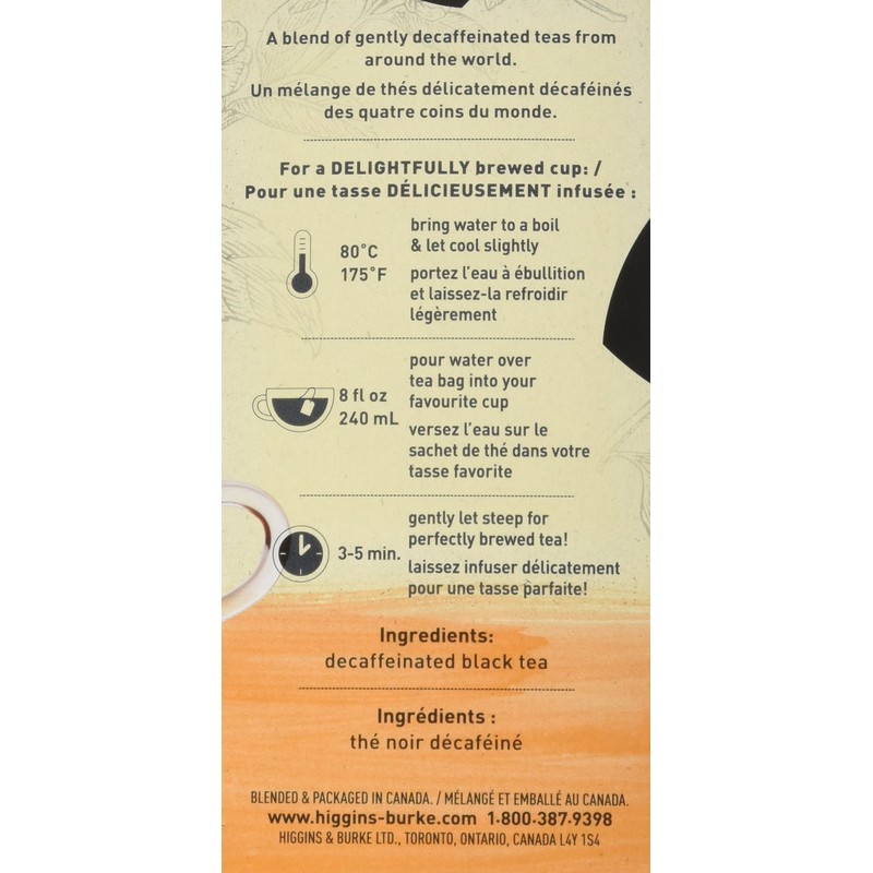 Higgins & Burke DECAF ORANGE PEKOE Tea, 20 Count