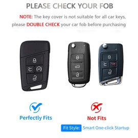 OFFCURVE Key Fob Cover with Keychain for Volkswagen Special Key Fob Case Cover Holder for 2018-2022 VW Atlas Golf Alltrack Atlas Jetta Passat Arteon iguan Smart Car Accessories, Silver White