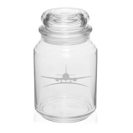 MIP 26 oz Glass Candy Jar Gift Airplane Pilot Flight Attendant