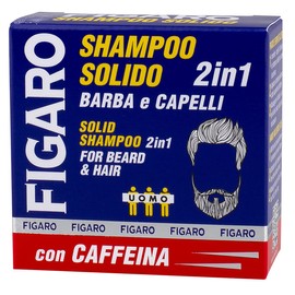 FIGARO Solid Men's Shampoo 2 in 1 - for Beard and Hair - with Caffeine - 70 g