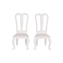 Wooden Dollhouse Dining Chairs, Set of 2, Accent Chairs for Doll Houses, Miniature Furniture, White, Upholstered, for 3 inch to 6 inch Dolls