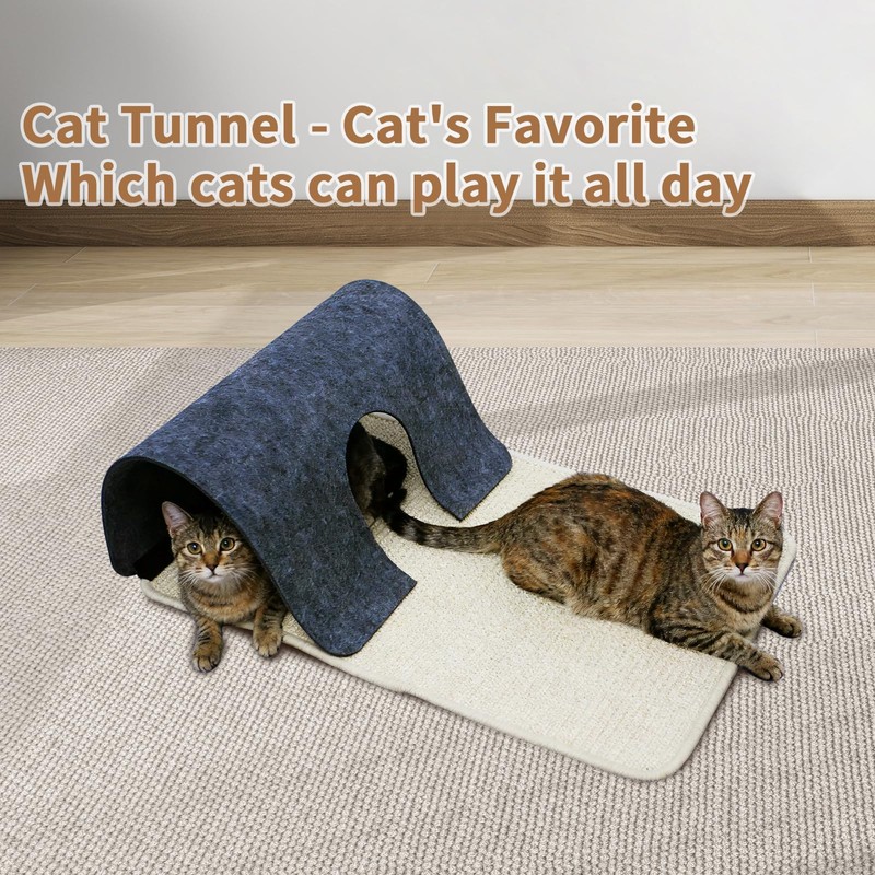 MEOWSAN Felt Cat Scratching Pad & Tunnel Sisal Mat Combo