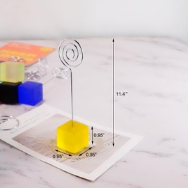 10 pcs Paper Clip Hoder for Desk, Table Number Card Hoders Polaroid Photo Clip Stand for Postcard Picture Memo Menu Monmory Photo Christmas Wedding Number Card Display with Colorful Cube Base