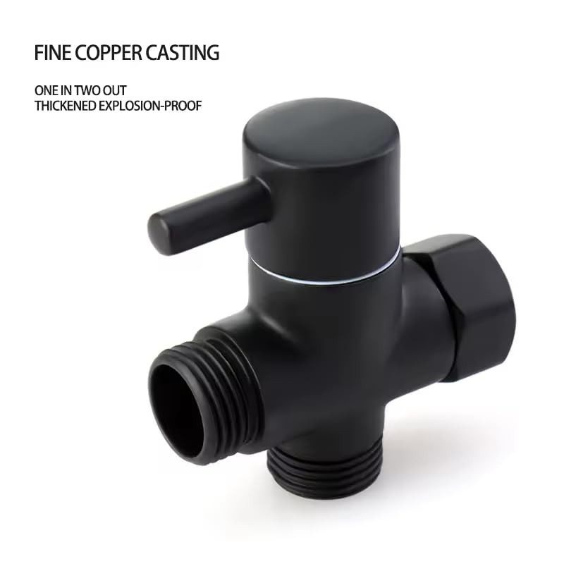 3-Way Solid Brass black Shower Arm Diverter Valve G1/2 Thread