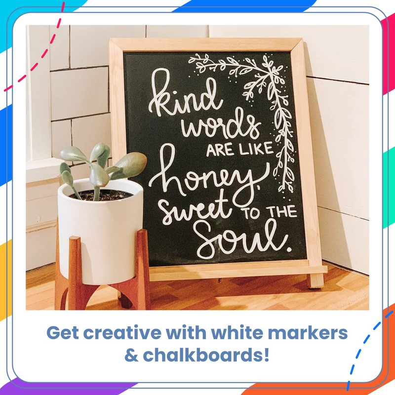 Chalkola 5 White Chalk Markers for Chalkboard Signs, Blackboard, Car
