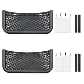 Scettar Pack of 2 Car Storage Nets, 26 x 12 cm Storage Net, Motorhome, Boot Net Bag Accessories, Suitable for Caravans, Campers, Trucks, with Self-Tapping Screws, Elastic Band, Mounting Strap