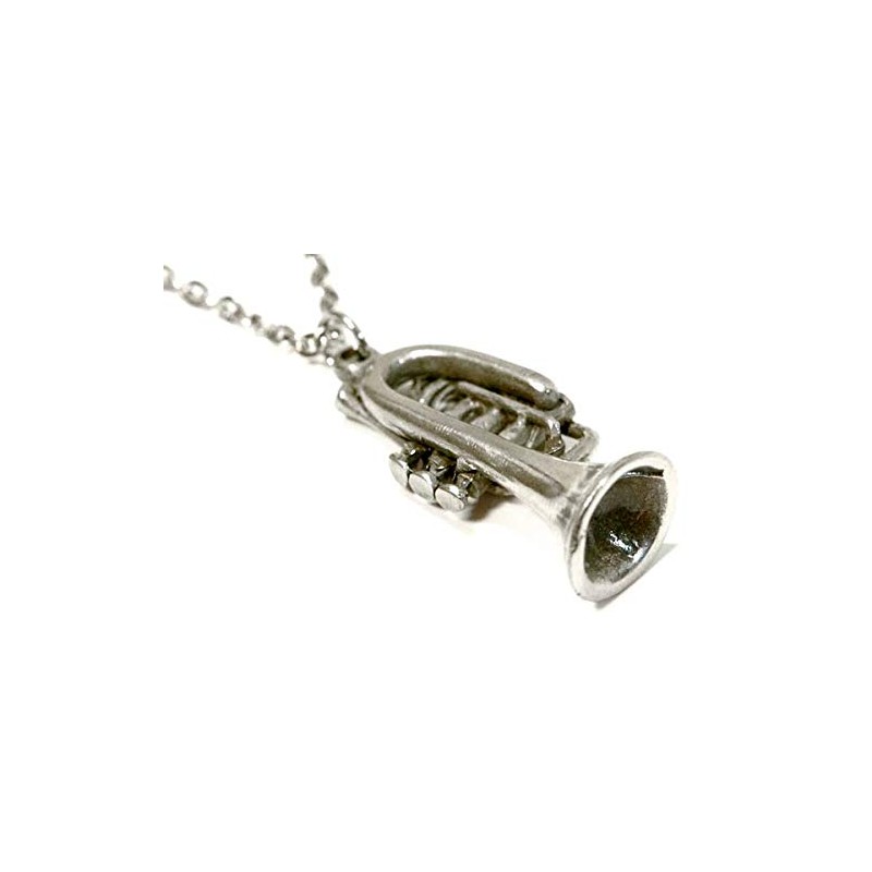 Trumpet Musical Instrument Mens Pendant Necklace