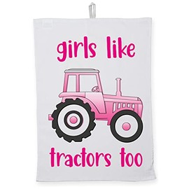 Hippowarehouse Girls like tractors too Tea Towel Eco Printed Dish Cloth Kitchen accessory 50cmx70cm 100% Cotton