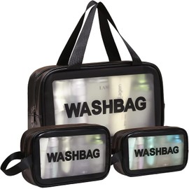 3 Piezas Bolsa de Maquillaje Impermeable, Neceser de Viaje Gran Capacidad