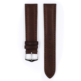 Hirsch Merino Leather Watch Strap - Golden Brown - L - 20mm / 18mm - Shiny Silver Buckle - Artisan Sheep Leather Band