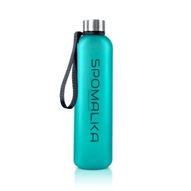 SPOMALKA BPA-Free Tritan Water Bottle 1L/32oz with Time Marker, Leak-Proof, Dustproof Lid and Carry Strap - Perfect for Sports, Gym, Outdoor, Travel & Office (Green)