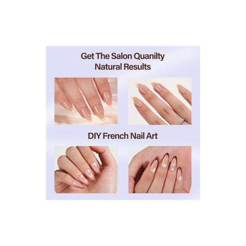 Misssix XBASICTIPS Uñas postizas francesas, 150 unidades, almendra mediana, gel