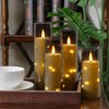 Yeelida Grey Flameless Candles with Remote and String Light, 2.2"x