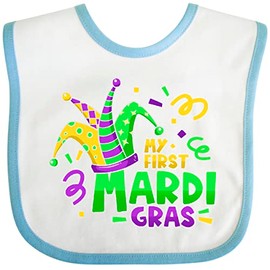 inktastic My First Mardi Gras-Jester Hat Baby Bib White and Blue 419d4