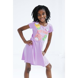 Squishmallows Toddler Girls 2 Pack Skater Dresses Green/Lavender 4T