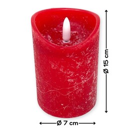 ToCi LED Candles Red Diameter 7.5 x 15 cm - Set of 4 with Black Wick and Timer - 4 Flameless Real Wax Candles - Advent Candles Grave