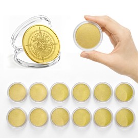 Hgnova 12 Pcs Alloy Blank Challenge Coin 40mm, 2mm Thickness Engraving Blanks Coins, Zinc Alloy Metal Stamping Blanks with Acrylic Protection Box Pattern for DIY Crafts Engraving (Gold-Plated)