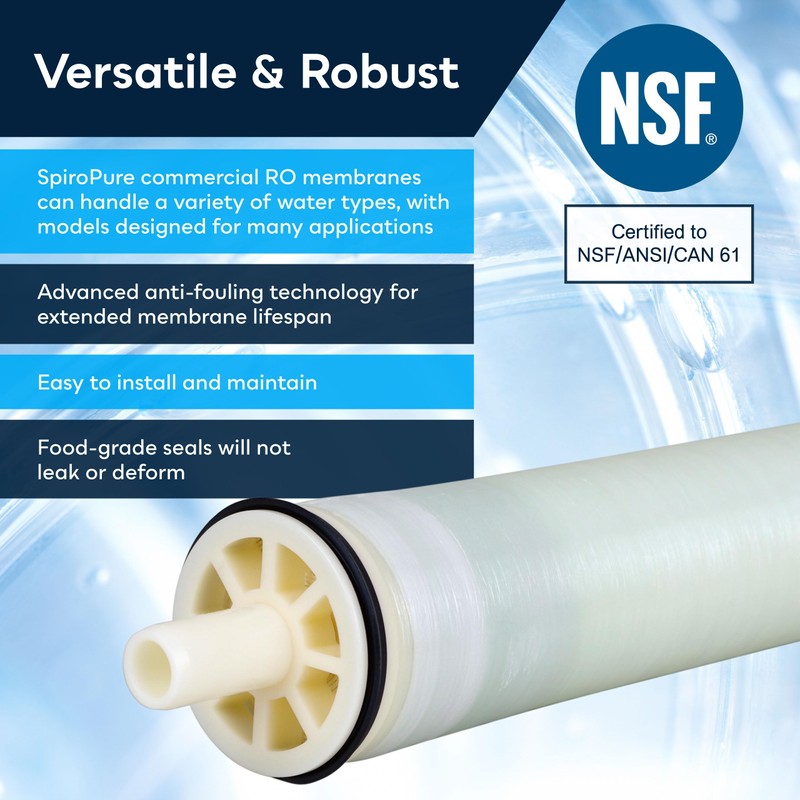 SpiroPure SP-SW2521 NSF-Certified Commercial RO Membrane Replacement 2.5x21 Seawater Desalination