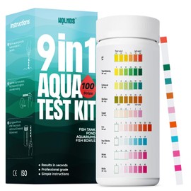 Aquarium Test Strips - 9-in-1 Aquarium Water Test Kit: Fish Tank Testing Kit for Freshwater & Saltwater, 100 Strips,Fast & Accurate Ammonia, pH, Hardness, & More,Lead Water Test Kit