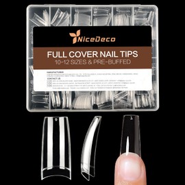 Nicedeco French Nail Tips for Gel Extensions, 500pcs 10 Sizes Half Cover False Nail Tips Fake Nails Press on Nails Acrylic Nail Tips - 015