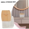 Baluue Cotton Swab Holder Bamboo Lid Multi-purpose Makeup Organizer for