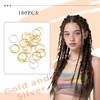 100Pcs Hair Braid Rings Open Metal Dreadlock Rings, Mixed Gold