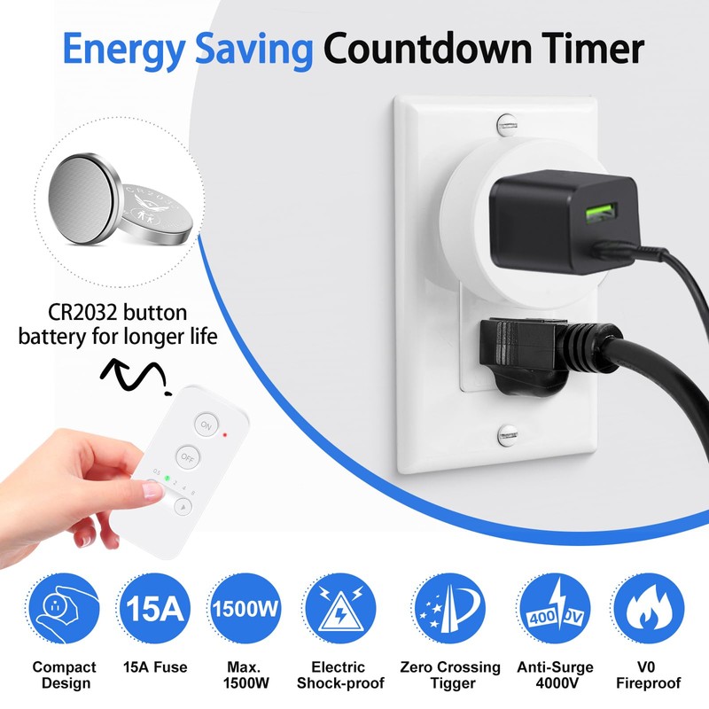 Greencycle Remote Control Outlet Plug, Remote Light Switches Wireless Indoor,