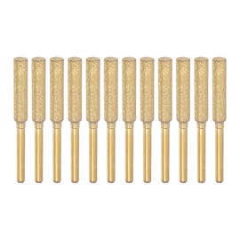 sourcing map 12pcs Diamond Coated Chainsaw Sharpener Bits 3/16" 4.8mm Cylinder Head, Titanium Plated Electric Chain Saw Grinder