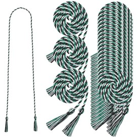 24 pcs Graduation Honor Cords 68" Grad Braided Honor Cord with Tassel Honor Rope Grad Cords Bulk for Graduation Students Bachelor Master Doctoral Gown Grad Decor (Emerald Green White and Black)