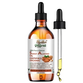 Hydra Naturals 100% Pure & Sweet Almond Oil – for Skin, Hair, Massage, Nails, Cuticles, Ears, Face, Body, Stretch Marks - Natural Skin Care, Carrier Oil for Aromatherapy 50ml
