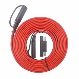 Cable de extensión de conector SAE de 12 pies, cable de carga de batería de 12 V-24 V con tapa antipolvo, enchufe de desconexión rápida de 2 pines, conexión CC para paneles solares de remolque de