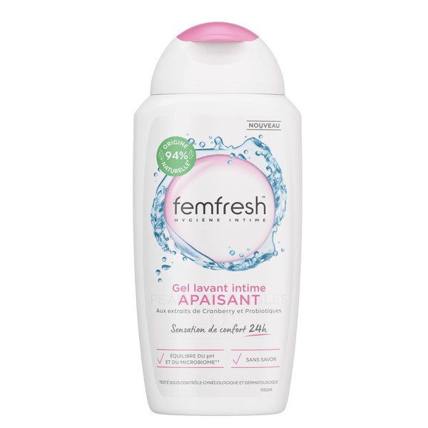 Femfresh - Gel Lavant Intime Apaisant, aux extraits de Cranberry & Probiotiques, Sensation de confort 24h - 250ml
