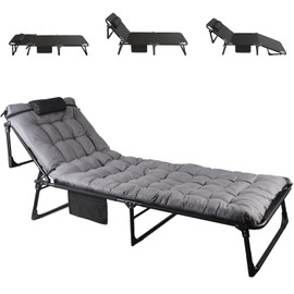 FozsKeylf Folding Camping Cot, Adjustable Camping Cot for Adults, Portable Reclining Lounge Chair with Mattress/Pillow, 1200 D Oxford Camping Cots for Indoor/Outdoor