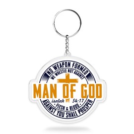 Man of God No Weapon Formed Keychains 2 Inches Funny Christian Cross Jesus Pray Bible Verse, Keychain for Keys, Handbags, Backpacks, Suitcases, Keyrings, Acrylic Material DIY Accessories Gifts for Mom