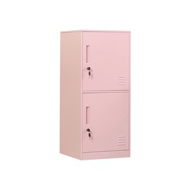 DAYTOYS 2 Door Metal Vertical Storage Locker for Kids Bedroom, Children Room, School, Office, Home,Stackable Steel Storage Cabinet for Toys, Sports Equipment,Anti-Tilting Device. (2D, Pink)