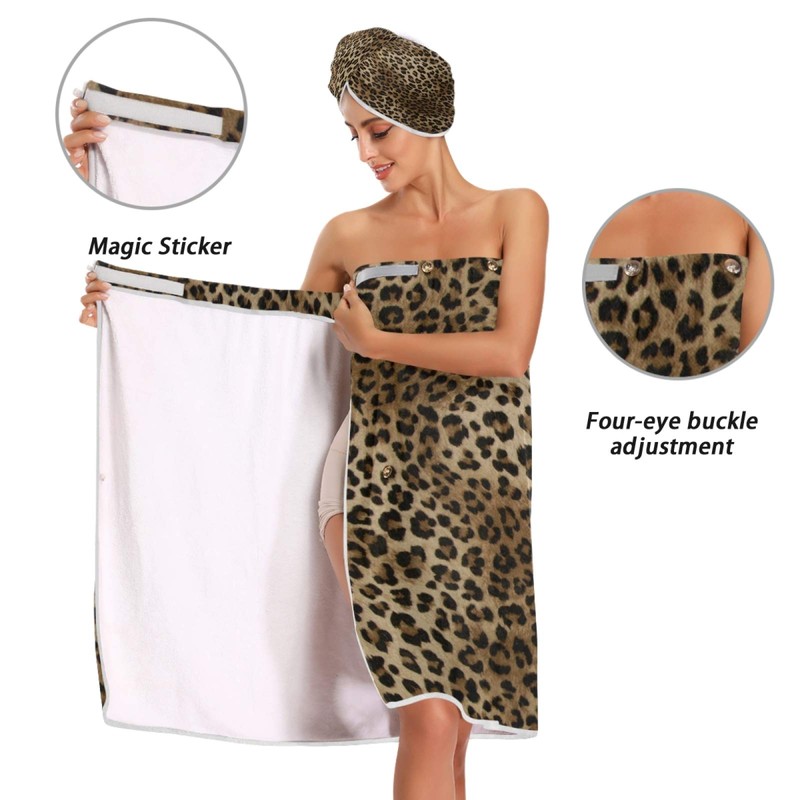 Blueangle - Toalla con Estampado de Leopardo clásico con Gorro