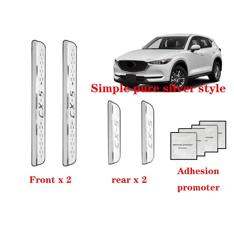Steel Chrome Door Sill Protector for Mazda CX-5 2013-2025, Honeycomb-Pattern