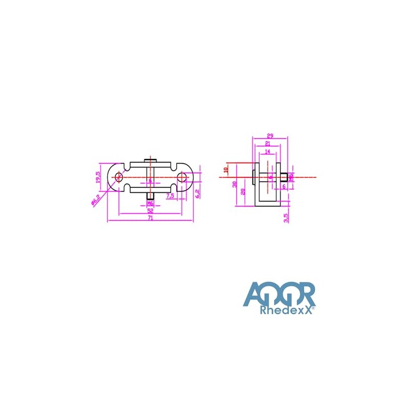 RhedexX®RhedexX® Gas Spring Mounting Bracket Mounting Parts 71 mm x