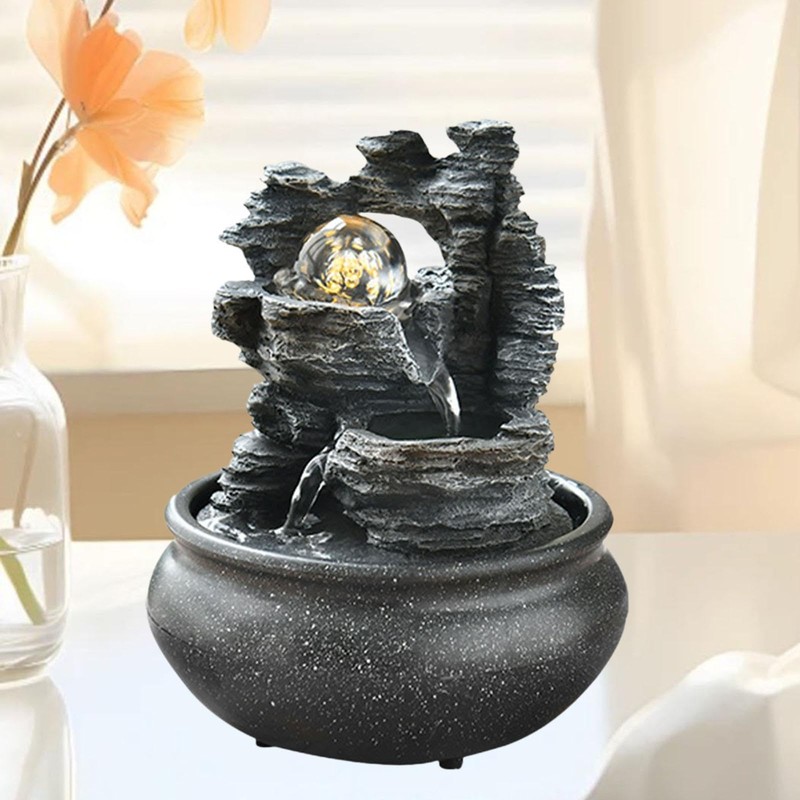 WeiLaiKeQi Indoor Waterfall Fountain Tabletop Fountain with Scene Light Water