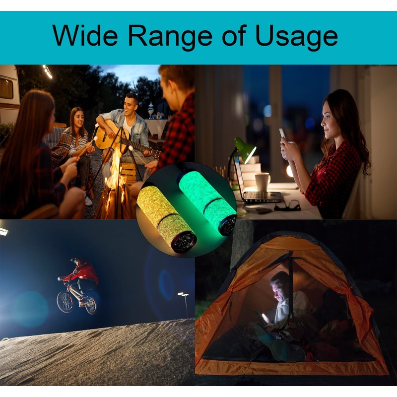 DAFURIET 4 Pack Mini Flashlights, 9 LED Glow-in-The-Dark Aluminum Lights