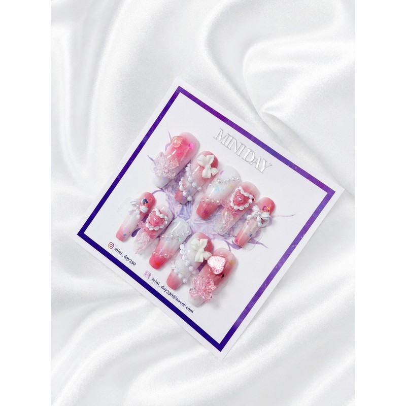 Angel Milky Handmade Nail Tips - Ballerina / 엔젤 밀키